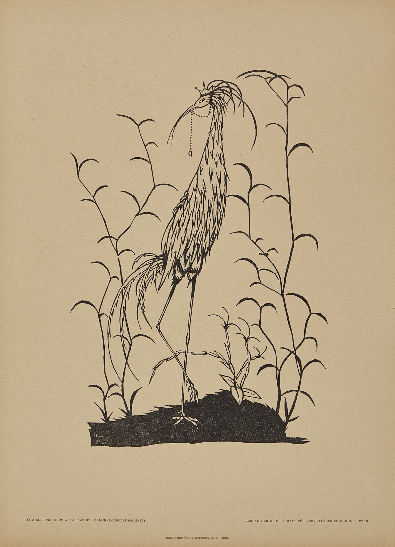 Peche Phantasievogel Litho